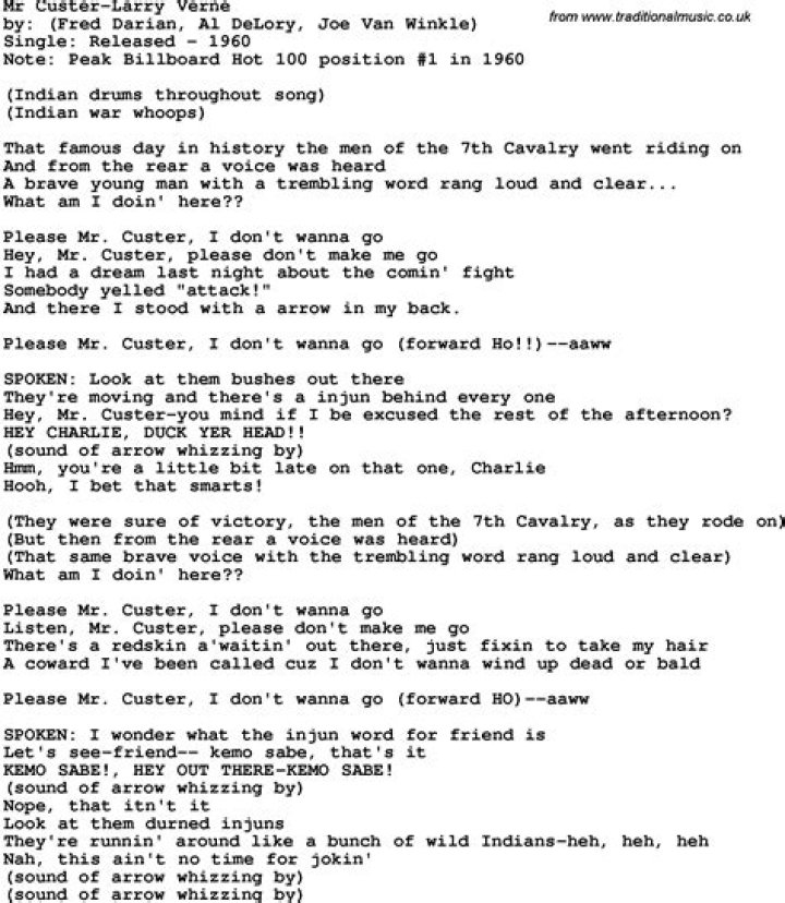 Please mr custer lyrics