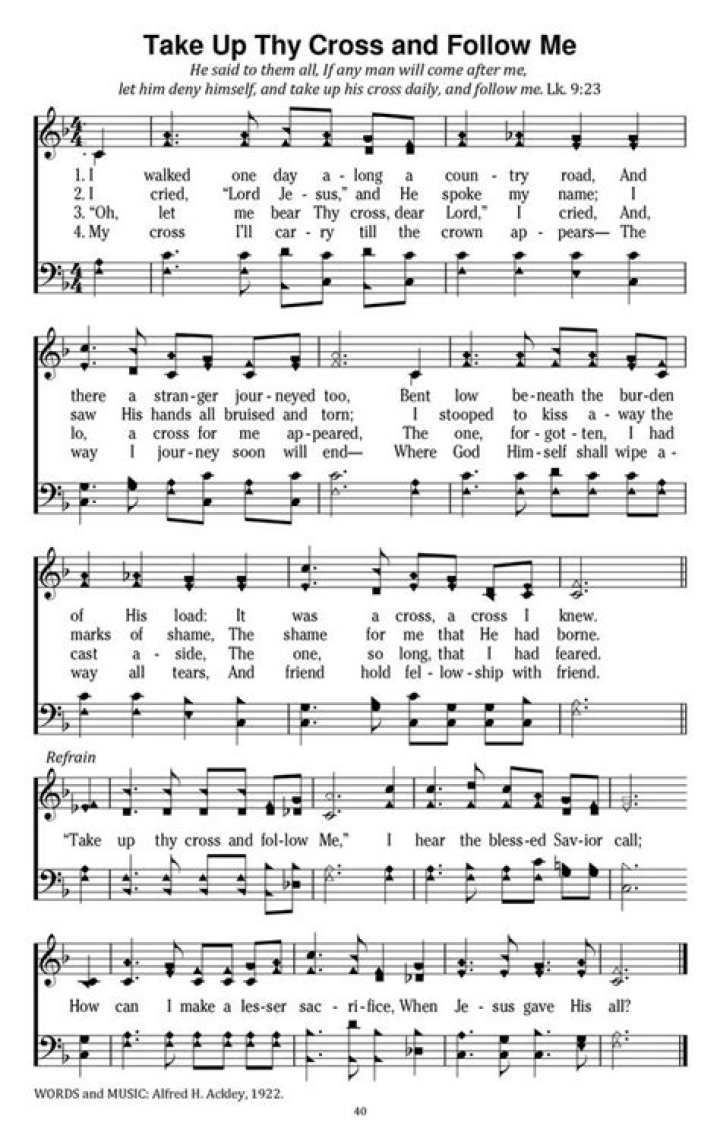 Take up your cross follow me lyrics